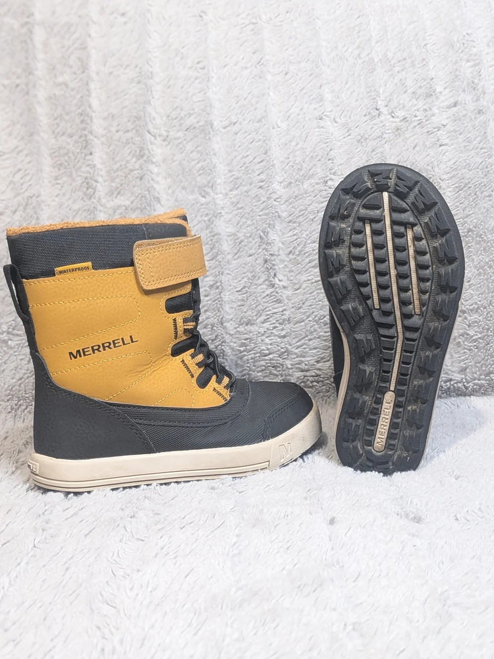 Merrell Kids' Black and Tan Insulated Snow Boots